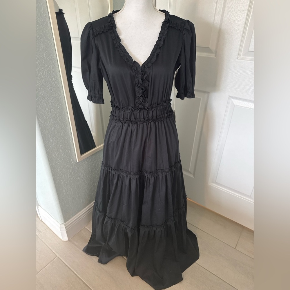 NWT Spartina 449 Black Valerie Midi Dress Size M